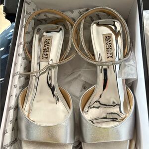 Badgley Mischka Metallic Silver Heels